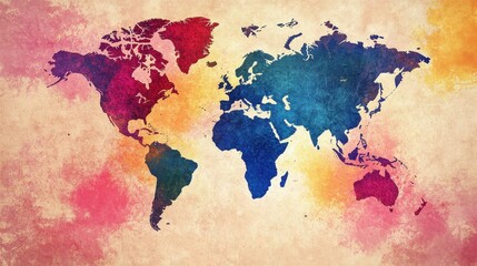 Global trade flat design top view international commerce theme water color vivid. 
