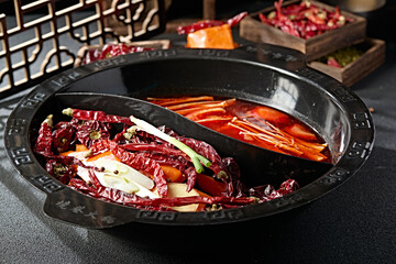 Sichuan and Chongqing hot pot, spicy hot pot, tomato hot pot