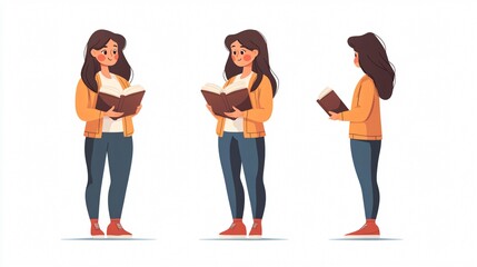 Professional Female Teacher Character Holding Books Flat Vector Illustration
