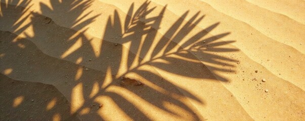 Intricate palm leaf shadows dance on sun-drenched sand , wallpaper, hot