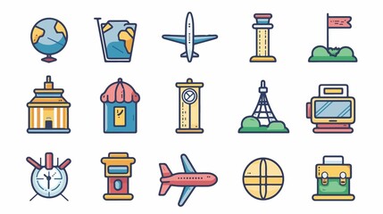 Aviation Icons Bundle - Flat Vector Illustration