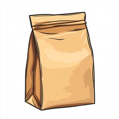 Eco-friendly Cartoon Brown Paper Bag Vector Illustration for Packaging Purposes