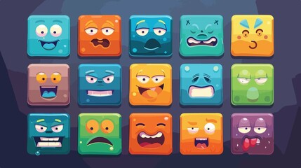 Bundle of Emojis Faces Set Icons Flat Vector Illustration