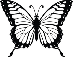 Black and White Butterfly Illustrations - Swallowtail Butterfly Silhouette