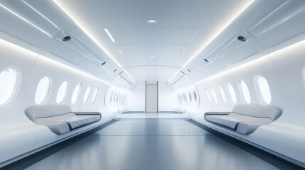 Obraz premium Future of Flight: A Glimpse into a Futuristic Airplane Interior