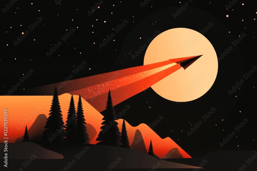 Poster A stylized flat design of a paper plane soaring through the air, with dotted lines tracing its path, symbolizing fast and modern correspondence