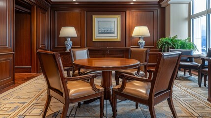 Exquisite Meeting Room with Classic Wooden Furniture