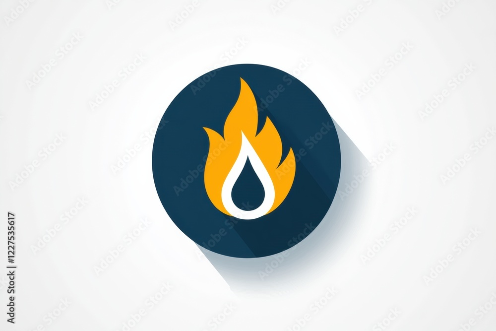 Aufkleber Flame icon representing heat and energy against a simple background with modern design elements. Generative AI