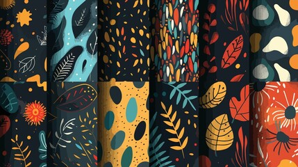 Organic Patterns Bundle Set Vector Illustration