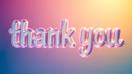 3D Metallic Thank You with Pastel Gradient