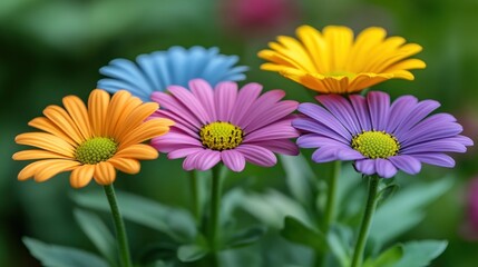 Fototapeta premium Vibrant colorful flowers blooming in garden.