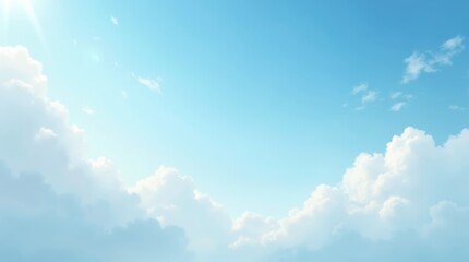 Obraz premium A serene and picturesque view of a sunny sky adorned with soft, white clouds. 