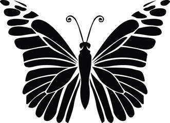 black and white butterfly - Elegant Black Butterfly Silhouette Illustration