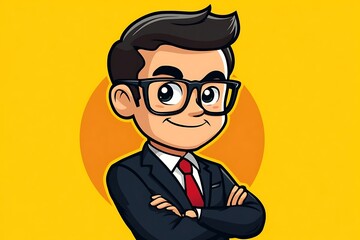 Smart Boy Businessman Avatar Graphic with Glasses