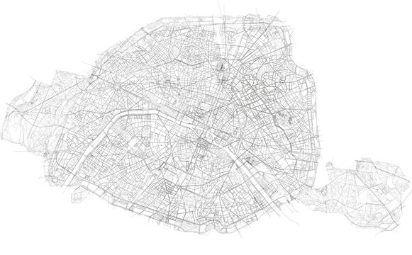 Map of Paris city transportation routes