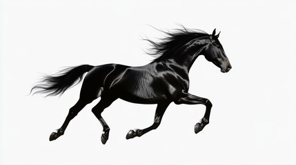 Majestic Black Horse in Full Gallop: Powerful Artistic Representation of Animal Grace