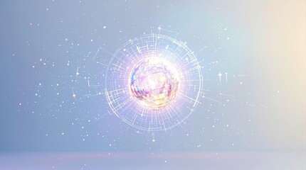 Radiant aura surrounding a glowing orb in light blue background, mystical, orb