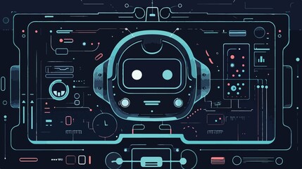 Fototapeta premium Innovative Chatbot Digital Solutions Flat Vector Illustration