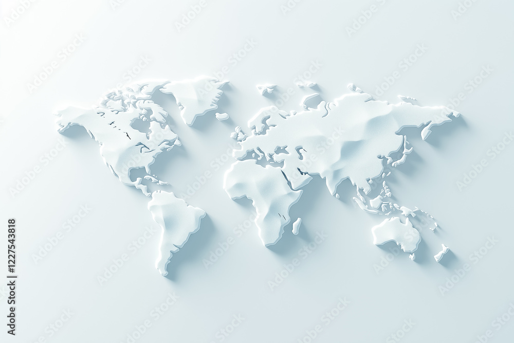 Poster a minimalist white backdrop showcases a stylized outline of a world map formed by delicate data line