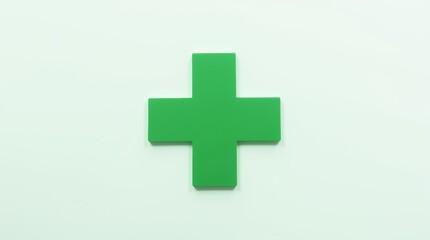 Fototapeta premium A close-up image of a green cross symbol, prominently displayed against a clean white background. 