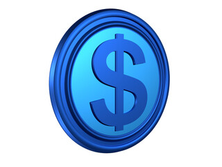Blue Dollar Symbol 3D