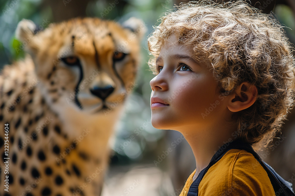 Poster child enjoying a trip in zoo generative ai image