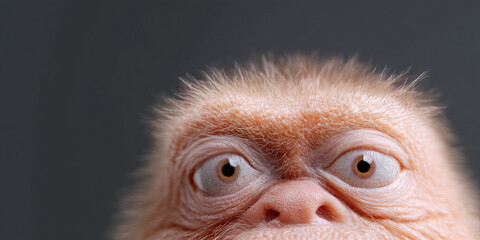 Albino Primate Facial Close-up