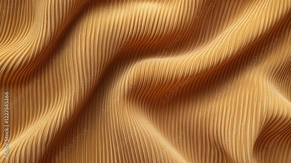 Aufkleber close-up view of a textured corduroy fabric with wavy pattern in yellow tones