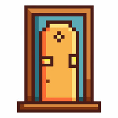 Pixel Art Door Icon   Retro Style Digital Illustration of a Closed Doorway
