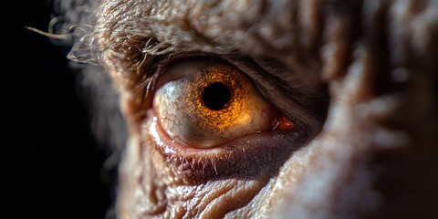Close-up Photograph of an Elderly Person's Eye with Orange Iris