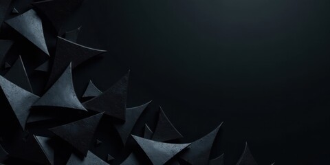 Obraz premium Abstract Dark Triangular Forms on Black Background, Ideal for Modern Design Projects