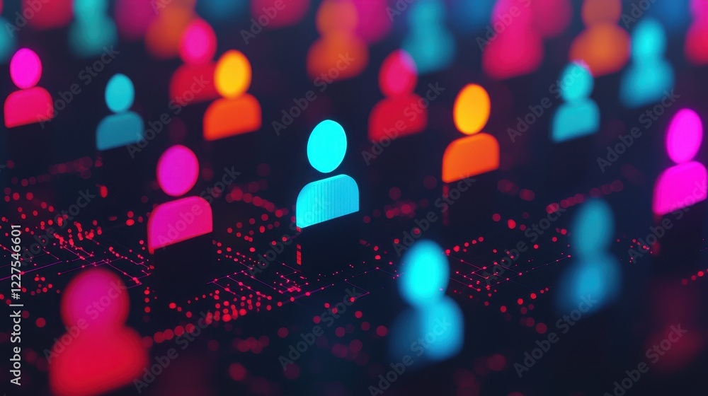 Aufkleber a vibrant digital representation of diverse user icons, symbolizing connectivity and community in a 