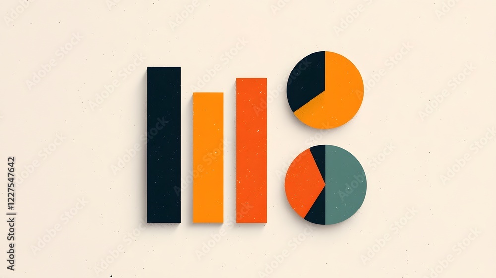 Poster abstract financial symbols in minimalist data visualization design