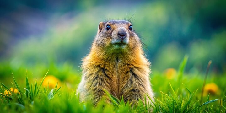 Adorable Marmot Close-up on Bashang Grassland, China