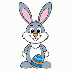 Easter Bunny, Cute Easter Bunny Holding Egg , Cartoon Rabbit Clipart