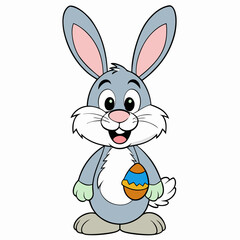 Easter Bunny, Cute Easter Bunny Holding Egg , Cartoon Rabbit Clipart
