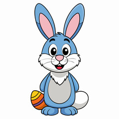 Easter Bunny, Cute Easter Bunny Holding Egg , Cartoon Rabbit Clipart