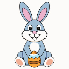 Easter Bunny, Cute Easter Bunny Holding Egg , Cartoon Rabbit Clipart