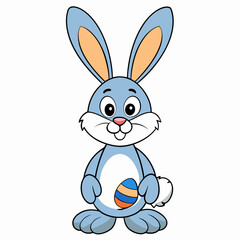 Easter Bunny, Cute Easter Bunny Holding Egg , Cartoon Rabbit Clipart