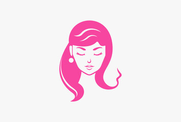 Woman face Vector logo Design. Beauty Model illustration, Girl silhouette for Branding, Business of cosmetics, beauty, salon, health, spa, fashion, Boutique, hairstyle, facial, yoga, hair treatment