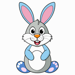 Easter Bunny, Cute Easter Bunny Holding Egg , Cartoon Rabbit Clipart