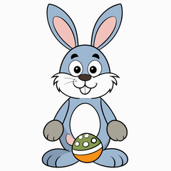 Easter Bunny, Cute Easter Bunny Holding Egg , Cartoon Rabbit Clipart