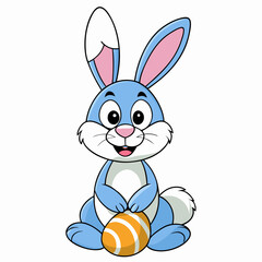 Easter Bunny, Cute Easter Bunny Holding Egg , Cartoon Rabbit Clipart