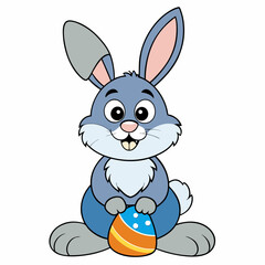 Easter Bunny, Cute Easter Bunny Holding Egg , Cartoon Rabbit Clipart