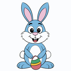 Easter Bunny, Cute Easter Bunny Holding Egg , Cartoon Rabbit Clipart