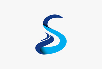 Abstract letter S Wave logo design template. Minimalist Water, Sea, Ocean, Splash. Vacation, Tourism, Holiday Design Branding, Business, Company, Corporate Logotype Vector Template Concept.