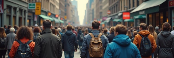 Fototapeta premium City Rush – A Sea of Commuters Moving Forward