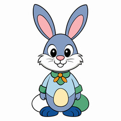 Easter Bunny, Cute Easter Bunny Holding Egg , Cartoon Rabbit Clipart