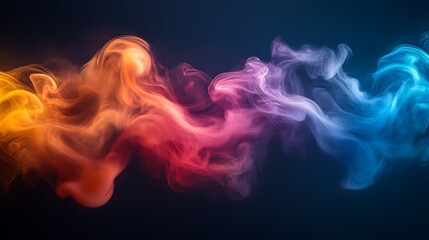 Obraz premium Abstract Smoke Trails: A vibrant and ethereal dance of colorful smoke trails against a dark backdrop. Red, orange, and blue hues intertwine and swirl, creating a mesmerizing and abstract composition.