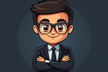 Smiling Businessman Avatar Clipart Confident Manager in Suit